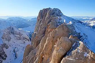 The highest point of Marmolada, Punta Penia