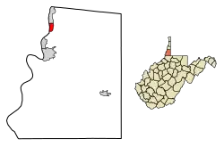 Location of McMechen in Marshall County, West Virginia.