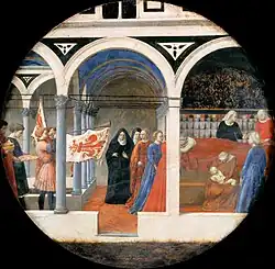 Masaccio, visits after birth, c. 1420, diameter: 56.5&nbsp;cm (22.2&nbsp;in)
