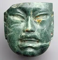 Jade mask; 10th–6th century BCE; jadeite; height: 17.1&nbsp;cm (63⁄4 in.), width: 16.5 (65⁄16 in.); Metropolitan Museum of Art (New York City)