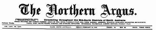 Masthead of The Northern Argus in 1939