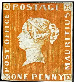Orange Mauritius "Post Office" stamp