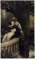 Kiss in the Park, from the series A Love, Opus X, no. 4 (1887), etching and engraving, 45.4 x 27.4 cm