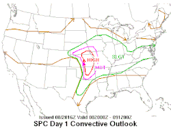 Map of severe weather risk regions in the US