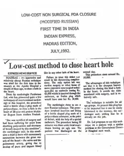 Media Coverage on 1st Time in India - Non-Surgical PDA Closure