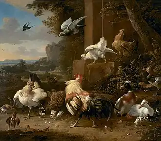 The Poultry Yard (1690s), oil on canvas, 148.2 x 170.3&nbsp;cm., National Gallery of Victoria