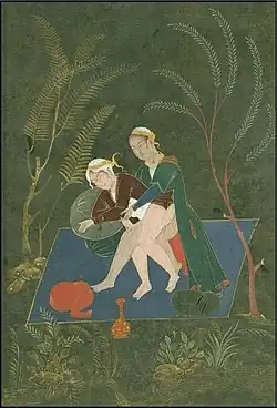 Two men engaged in anal sex. Watercolour on paper. From Iran. Kinsey Institute, Bloomington, Indiana. Around 1880 - 1926.