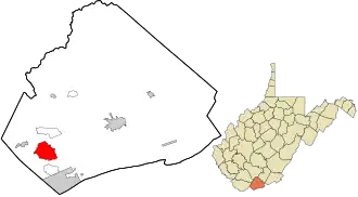 Location in Mercer County and the state of West Virginia.