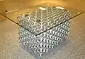 Coffee table with large pored aluminium