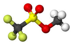Ball-and-stick model of methyl triflate