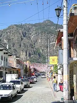 A color picture of a mountain from town