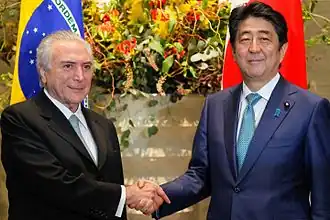 President Michel Temer and Prime Minister Shinzo Abe in Tokyo; October 2016.