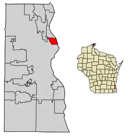 Location of Shorewood in Milwaukee County, Wisconsin.