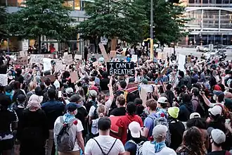 Protesters in&nbsp;Minneapolis&nbsp;where George Floyd was murdered and the unrest began on 26 May 2020.