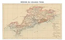 Map of Kwangtung (or Canton) Mission, prepared by Adrien Launay&nbsp;[fr], 1889.