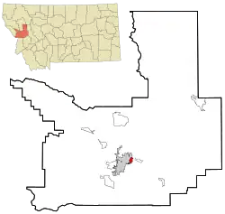 Location in Missoula County and the state of Montana