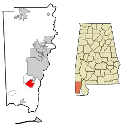 Location in Mobile County and the state of Alabama