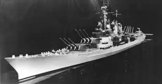 A scale model depicting what the Montana class would have looked like had they been completed