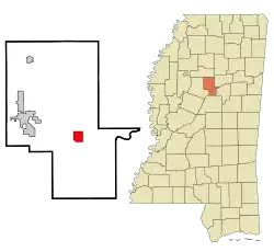 Location in Montgomery County and the state of Mississippi