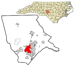 Location in Moore County and the state of North Carolina