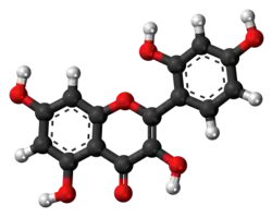 Ball-and-stick model of the morin molecule