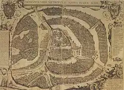 An example of using Moscovia as the name of a city – the capital of White Russia (Russia Alba). Sigismund's plan of Moscow, 1610.
