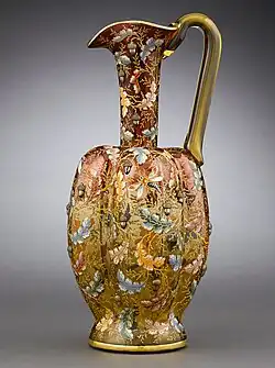 Amberina glass pitcher by Moser c. 1880