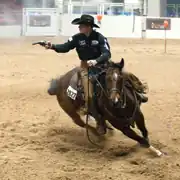 Cowboy mounted shooting at the 2012 AQHA Mounted Shooting World Championship