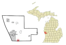 Location in Muskegon County and the state of Michigan