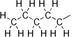 Skeletal formula of pentyl with all explicit hydrogens added