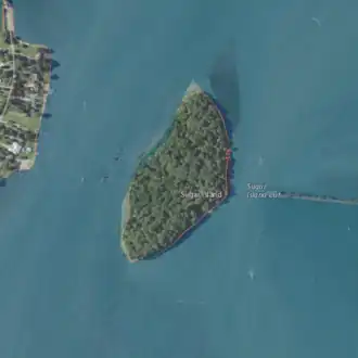 Aerial image of an island.