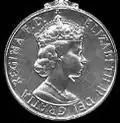 Elizabeth II (2nd type); inscription has Dei gratia (Latin for 'by the grace of God') (1958–1993)