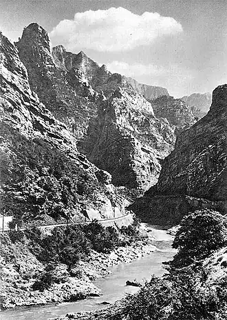 Before - the Neretva canyon near Jablanica town (c. 1920), long before Grabovica Dam.