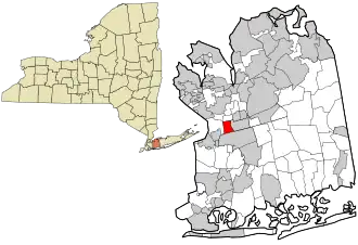 Location in Nassau County and the state of New York.