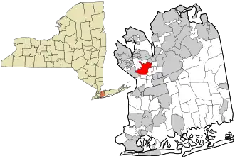 Location in Nassau County and the state of New York.