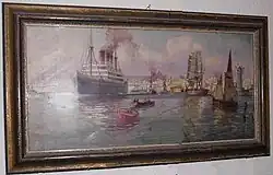 Original outline for the larger painting Passenger ship Isonzo in the Gulf of Trieste, 1918"