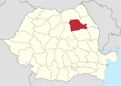 Administrative map of Romania with Neamț county highlighted