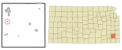 Location within Neosho County and Kansas