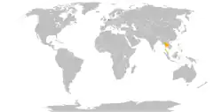 Map indicating locations of Netherlands and Thailand
