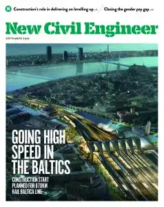 Cover of New Civil Engineer magazine showing a photo of multi-branch railway tracks with headline GOING HIGH SPEED IN THE BALTICS