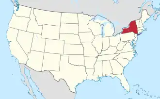 Location of New York in the United States