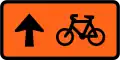 Cyclists follow this sign (straight ahead, left-hand)