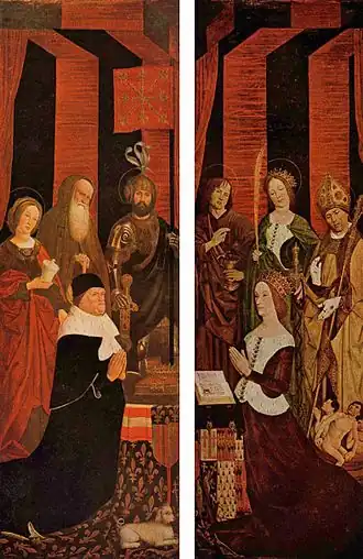 Detail of the Burning Bush triptych by Nicolas Froment, showing René and his wife Jeanne de Laval