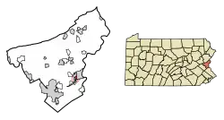 Location of West Easton in Northampton County, Pennsylvania (left) and of Northampton County in Pennsylvania (right)