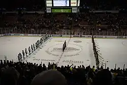 Michigan State and Northern Michigan before the 2015 consolation game