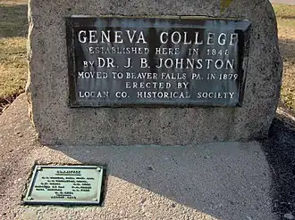 Stone marking the original campus in Northwood, Ohio