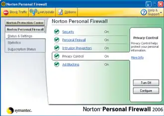 Norton Personal Firewall main interface