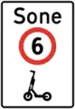 Speed limit zone for small electric vehicles Speed limit of 6&nbsp;km/h (3.7&nbsp;mph) for small electric vehicles until of end of speed limit zone.