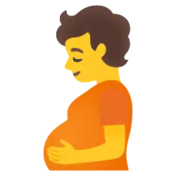 Emoji depicting a person holding their round stomach