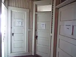 Hotel room doors on the second floor